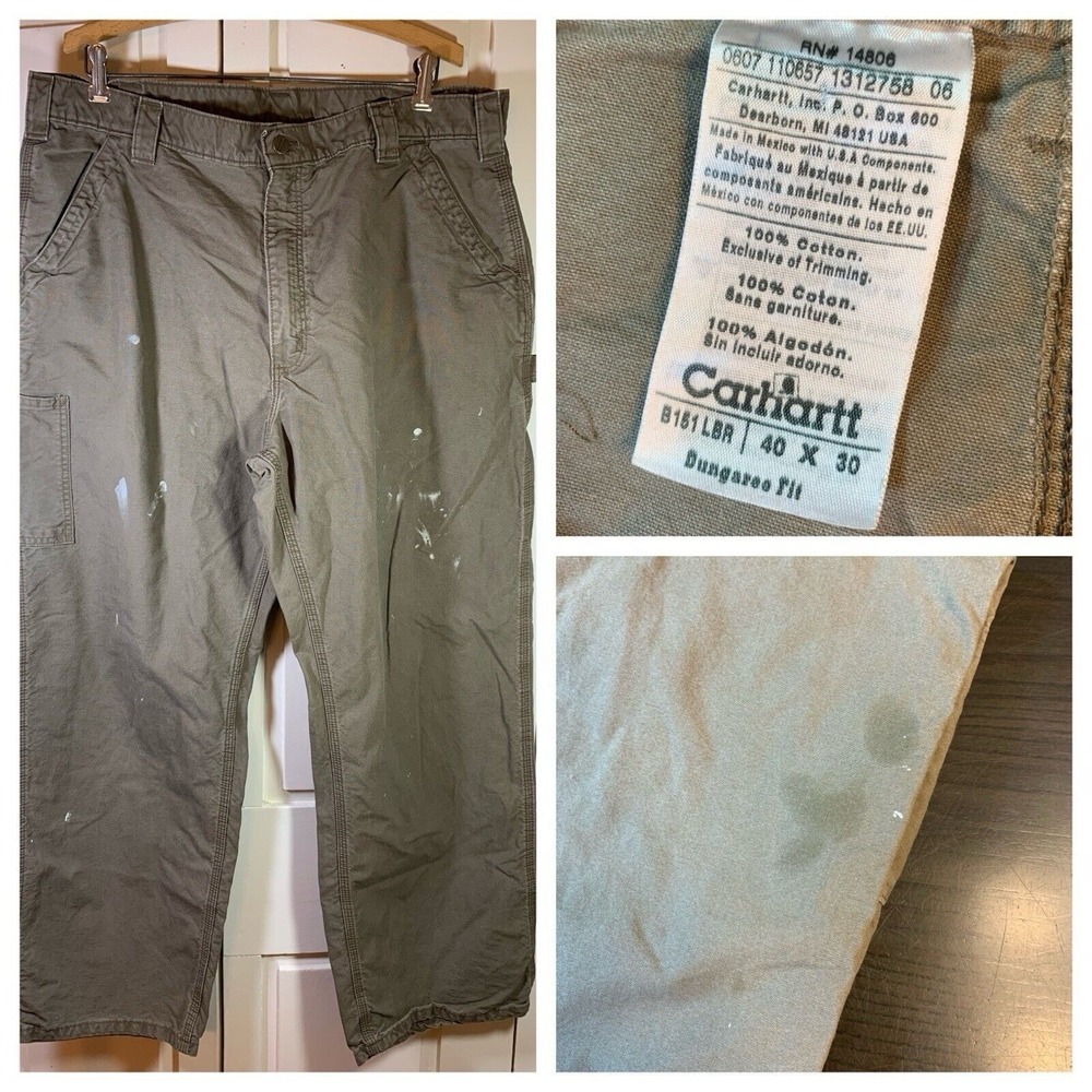 Distressed Carhartt Painters Pants Men 40x30 Dungaree Fit Workwear READ